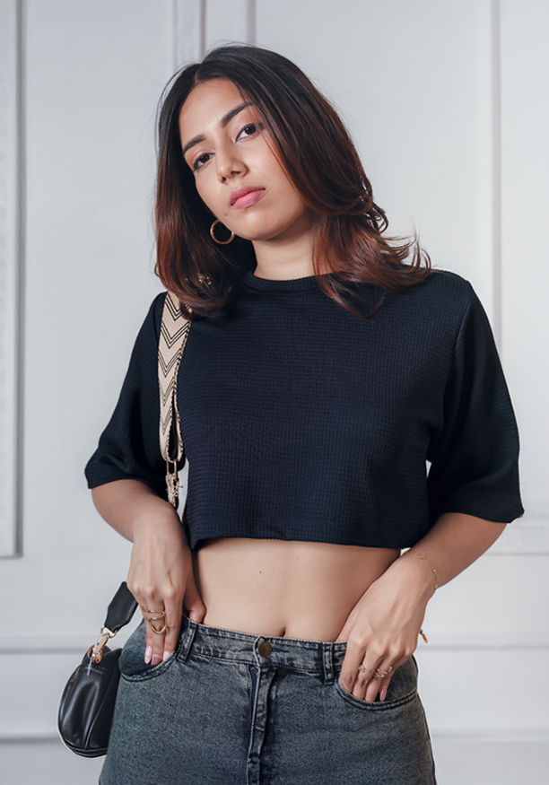 WAFFLE BLUE TOP